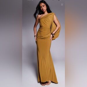 ASOS One Shoulder Mustard Dress